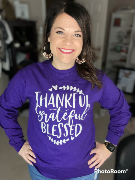 Thankful, Grateful, Blessed Long Sleeve Tee